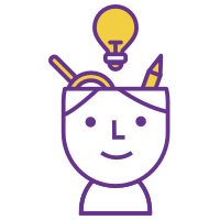 A person whose head is filled with design tools and strategies