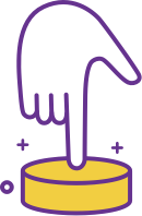 A finger poised and ready to press a big button