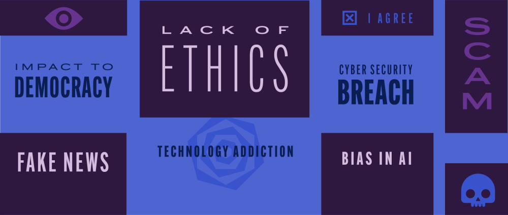 A series of areas (like scams, fake news, etc.) that have ethical concerns