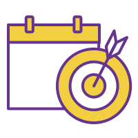 A calendar beside a target that has a bullseye