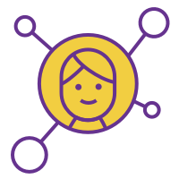 A series of points representing a network, with a person at the center of it all.