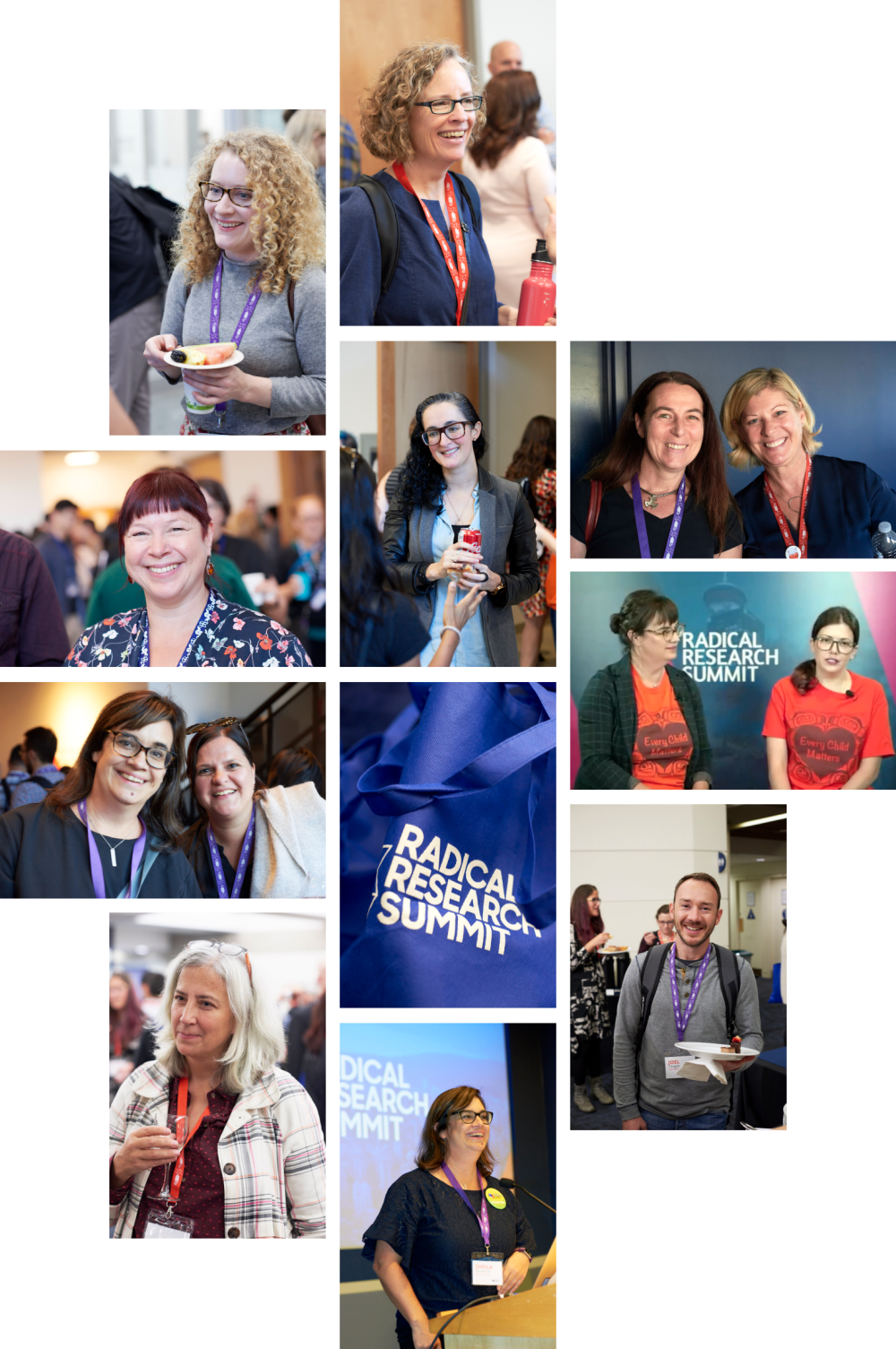 photo collage of speakers and volunteers at Radical Research Summit