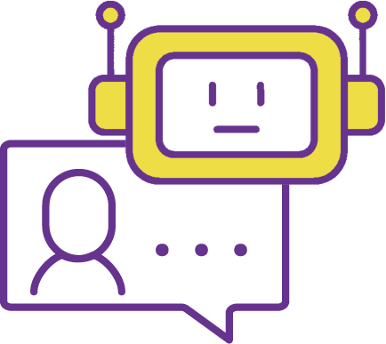 illustration of a human chatting with a bot